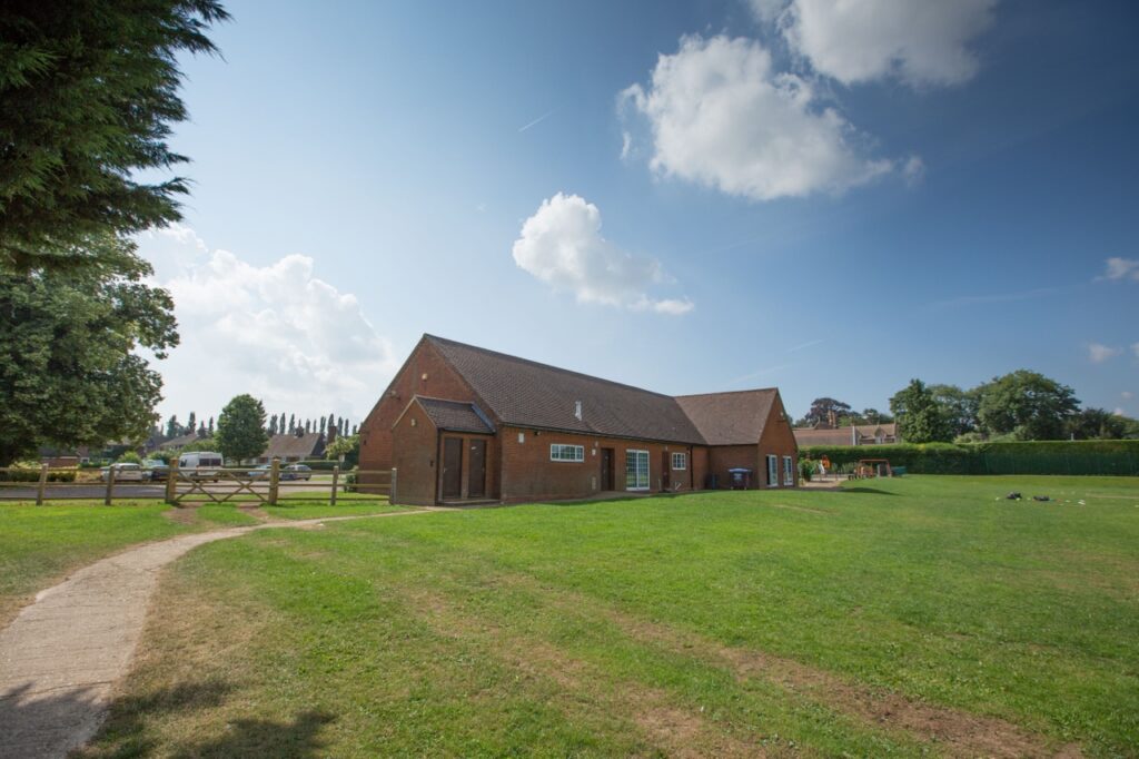 Village Hall pictured from the pathway at left of the building